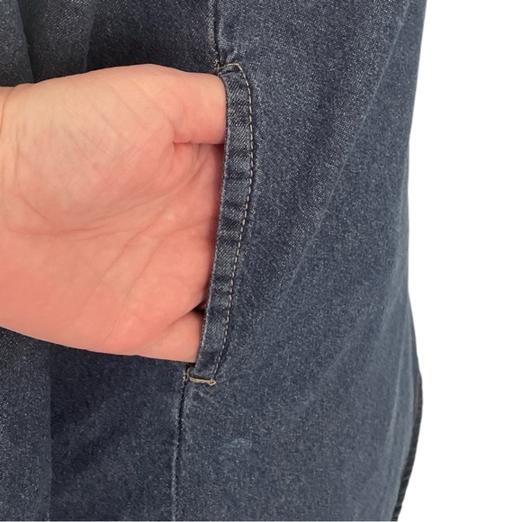 Timing Blue Jeans denim tunic 100% cotton, long sleeve roll- up, pockets, Sz: S - Picture 5 of 10